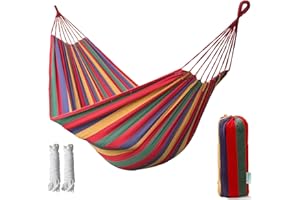 Pezlun Canvas Hammock 108" Long X 59" Wide 2 Person Hammock 440 pounds Maximum Weight Applicable Scenes in Courtyard Autumn, 