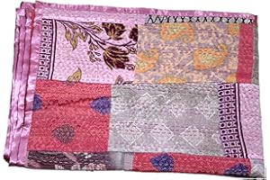 Arprani Indian Cotton Quilts Twin Size, Sari Patchwork Quilt, Vintage Kantha Throws Blankets, Indian Kantha Quilts Handmade, 