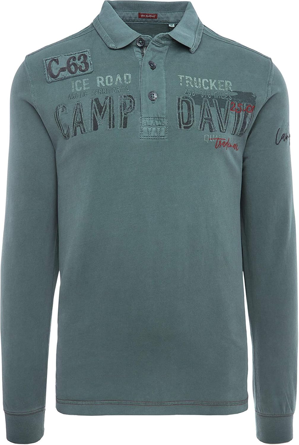 Camp David Men's peached longsleeved polo shirt with artwork