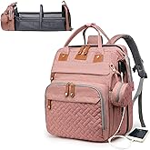 Astro alan Baby Diaper Bags with Changing Station, Waterproof Diaper Bag Backpack for Moms Dads with USB Charging Port, Baby Shower Gifts, Large Capacity diaper backpack, Pink