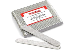SALVMARY Professional Disposable Zebra Nail Files 100/180 Grit 5" Double Sided Emery Board Manicure Pedicure Tools 50Pcs