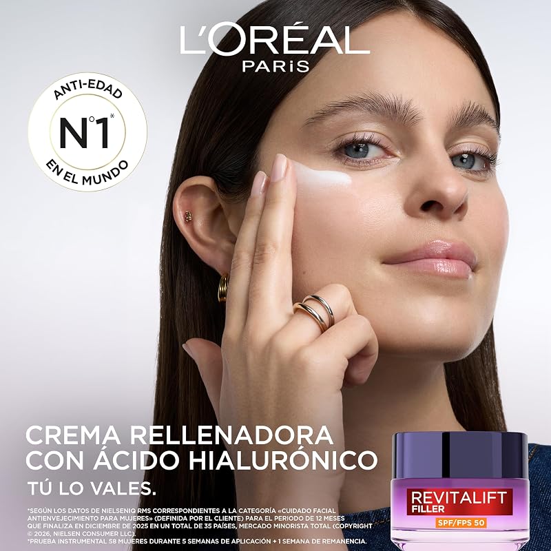 L'oreal paris dermo expertise creme preenchimento intensivo com ácido hialurônico e fps 50, protegendo dos raios uvb e uva, 50 ml (embalagem com 1)