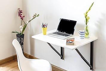 INVISIBLE BED Folding Wall Mounted Study/Computer/Laptop/Office Table (Glossy white - 67.5cm x 56cm)