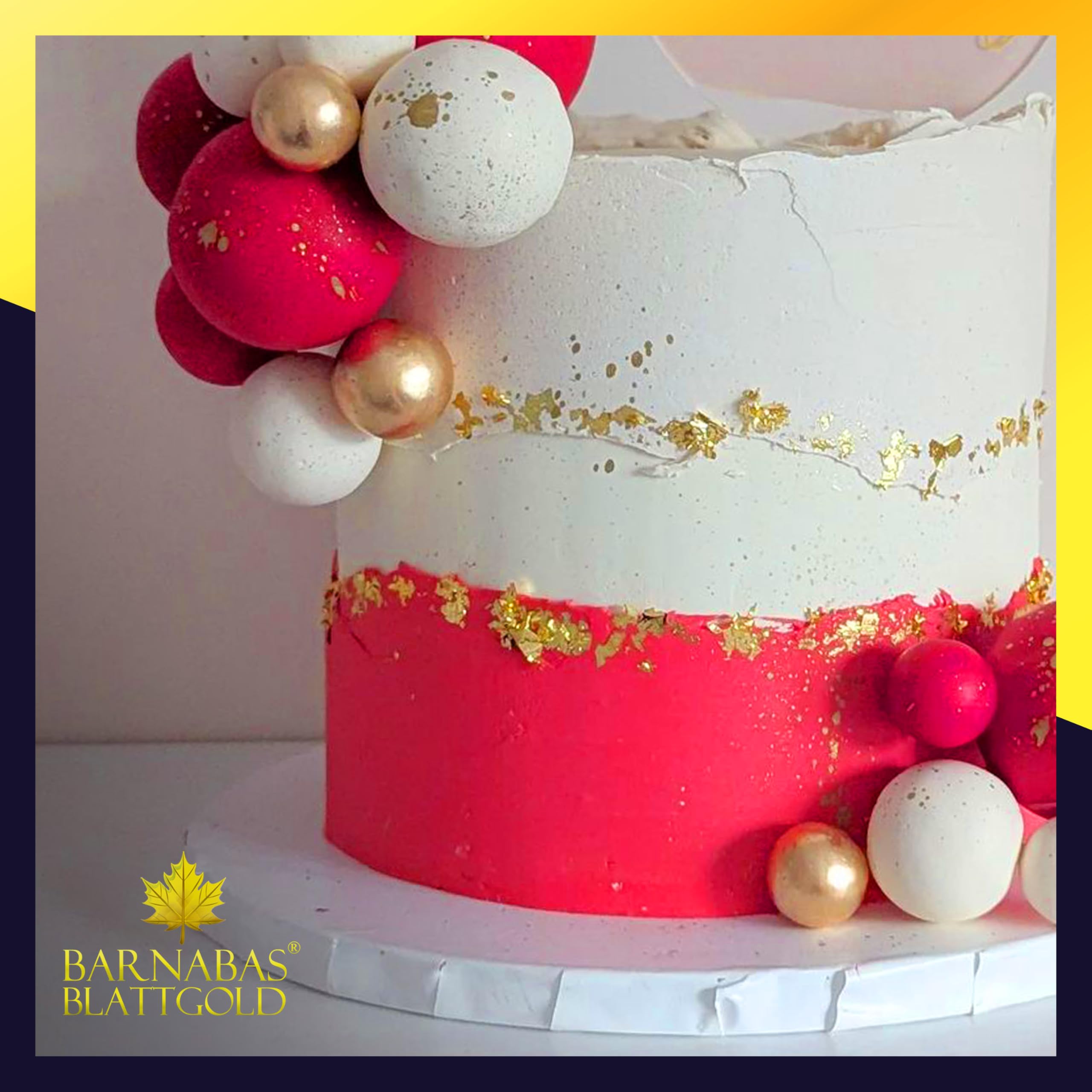 Barnabas Blattgold Edible Gold Leaf 24K - Cake Decorations, Loose Gold Leaf Sheets for Cupcakes - 1.5 inches, Interleaf of 48