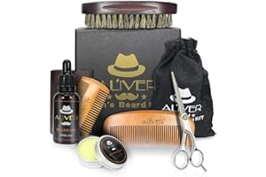 SHVYOG Beard Grooming Kit for Men care - beard Trimming Kit Includes 100% Stainless Japanese Scissors Mustache Beard Balm - beard Oil Growth Beard Brush Z Shaped Comb - Professional Barber Kit Gift Set
