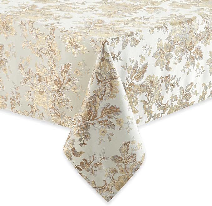 Waterford Linens Marcelle 70 Inch Round Tablecloth in Ivory