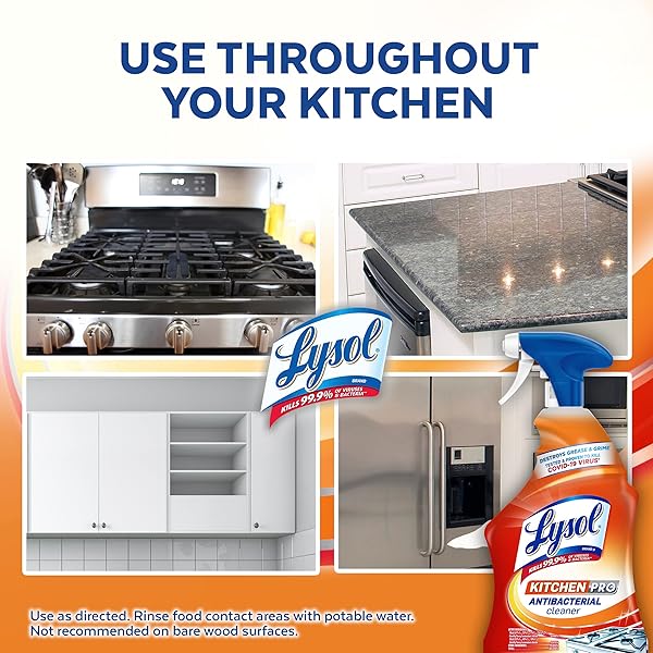 LYSOL PRO KITCHEN SPRAY CLEANER AND DEGREASER, ANTIBACTERIAL ALL PURPOSE CLEANING SPRAY FOR KITCHENS, COUNTERTOPS, OVENS, AND APPLIANCES, CITRUS SCENT, 22OZ