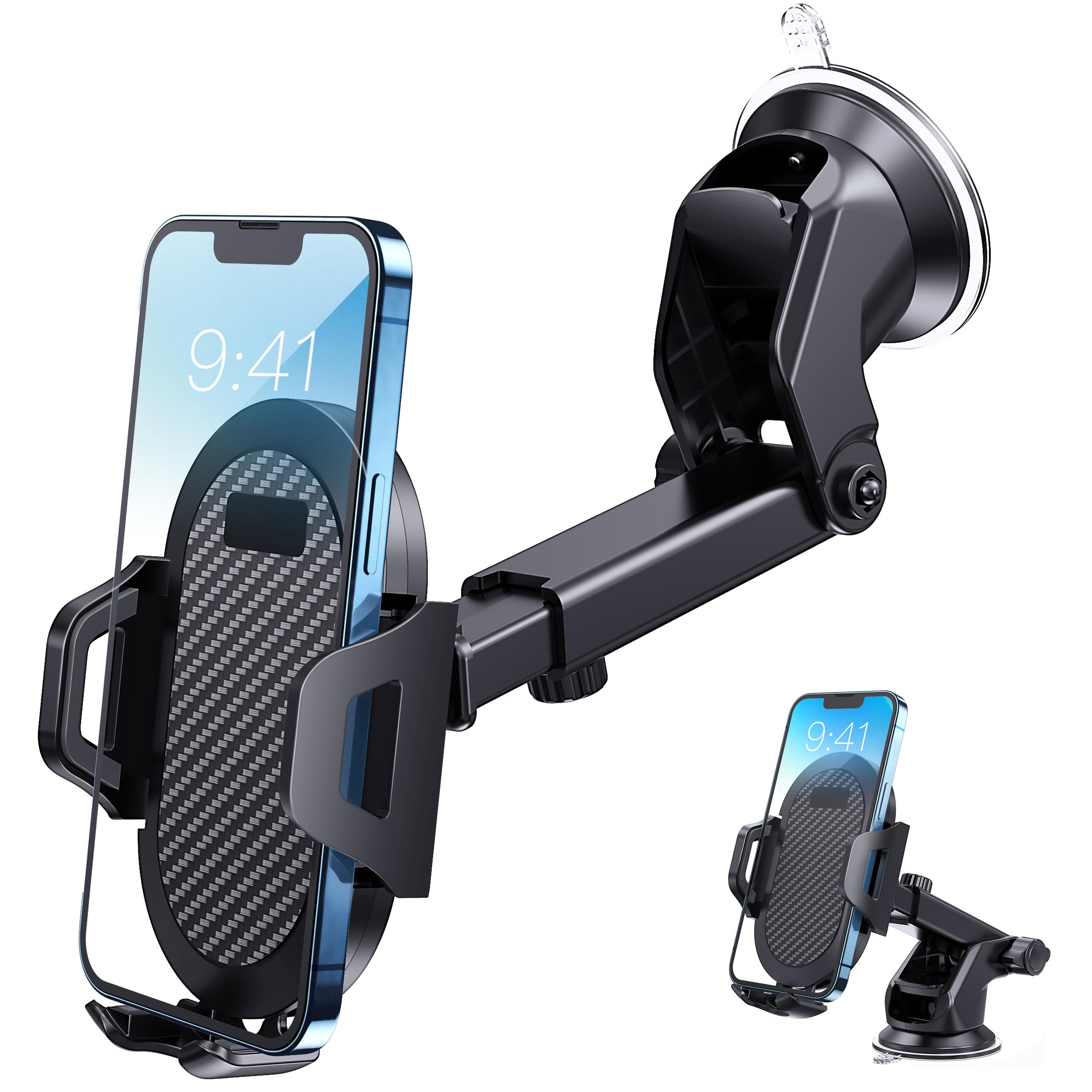 LOLBIU Universal Car Phone Holder [Military-Grade Suction] 360°Rotation Adjustable for Car Dashboard Windscreen Fit for iPhone 16 Pro Max and All 4-7" Smartphones