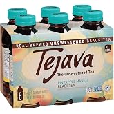Tejava Pineapple Mango Unsweetened Black Iced Tea, 16.9 fl oz, Pack of 6 | BPA-Free 30% rPET Bottles, Natural Pineapple Mango Flavor, No Sugar, No Sweeteners, 33 mg Caffeine Per 8 Oz