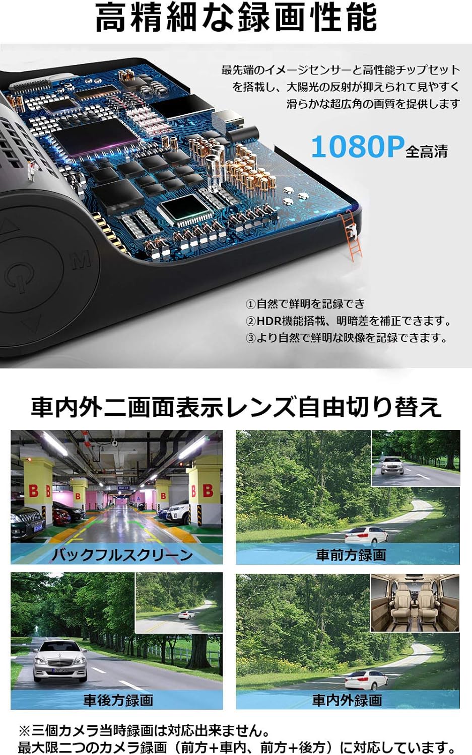 Amazon 年進化型3カメラ搭載 ドライブレコーダー 3カメラ 車載カメラ 三カメラ搭載 車内 車外同時録画 4 0インチ 1080pフルhd 170度広角レンズ 800万画素 Gセンサー ビデオカメラ ループ録画 駐車監視 動き検知 ループ録画 衝撃録画 スイッチ録画 循環録画 1