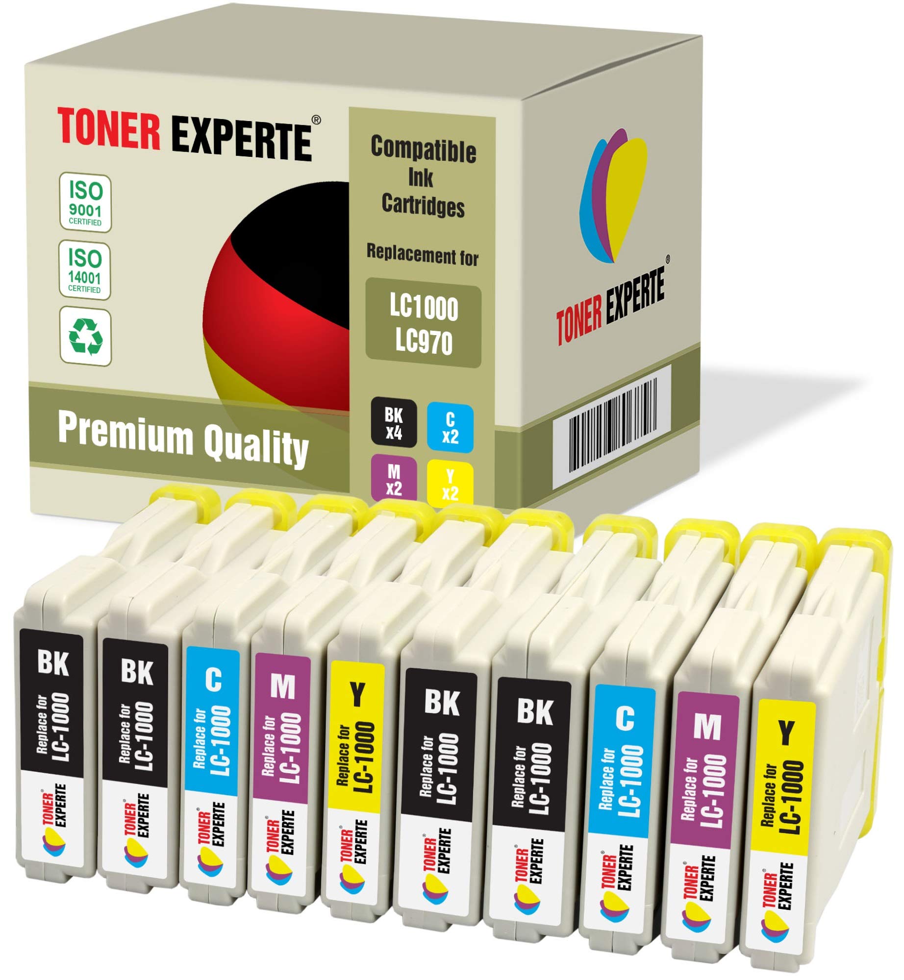 TONER EXPERTE 10 XL Compatible LC1000 LC970 Premium Ink Cartridges for DCP-130C 135C 150C 260C 330C 350C 357C 540CN 560CN 750CW 770CW Fax-1355 1360 1460 2840C MFC-235C 240C 440CN 465CN 5460CN