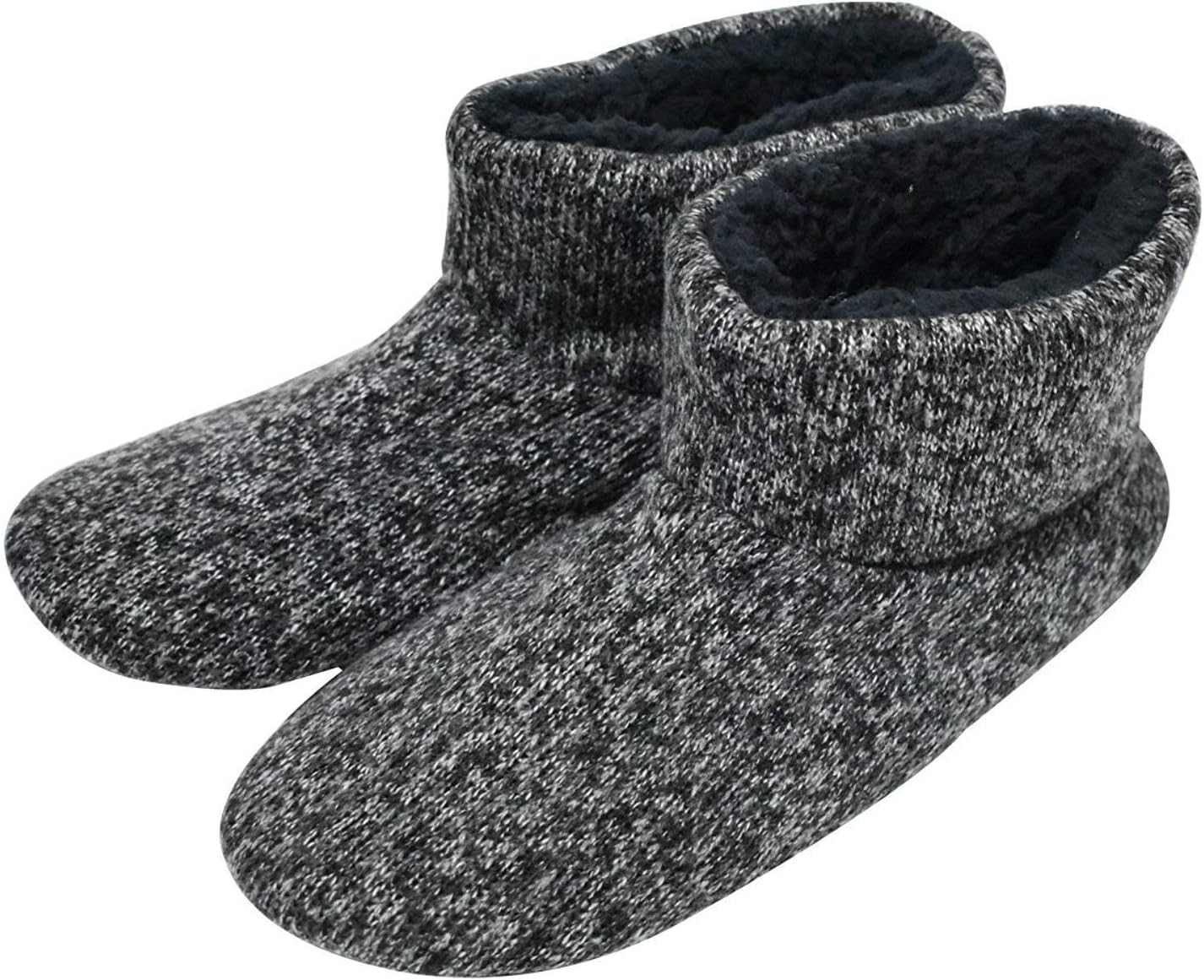 Knit Rock Wool Warm Men Indoor Pull on Cozy Memory Foam Slipper Boots Soft Rubber Sole