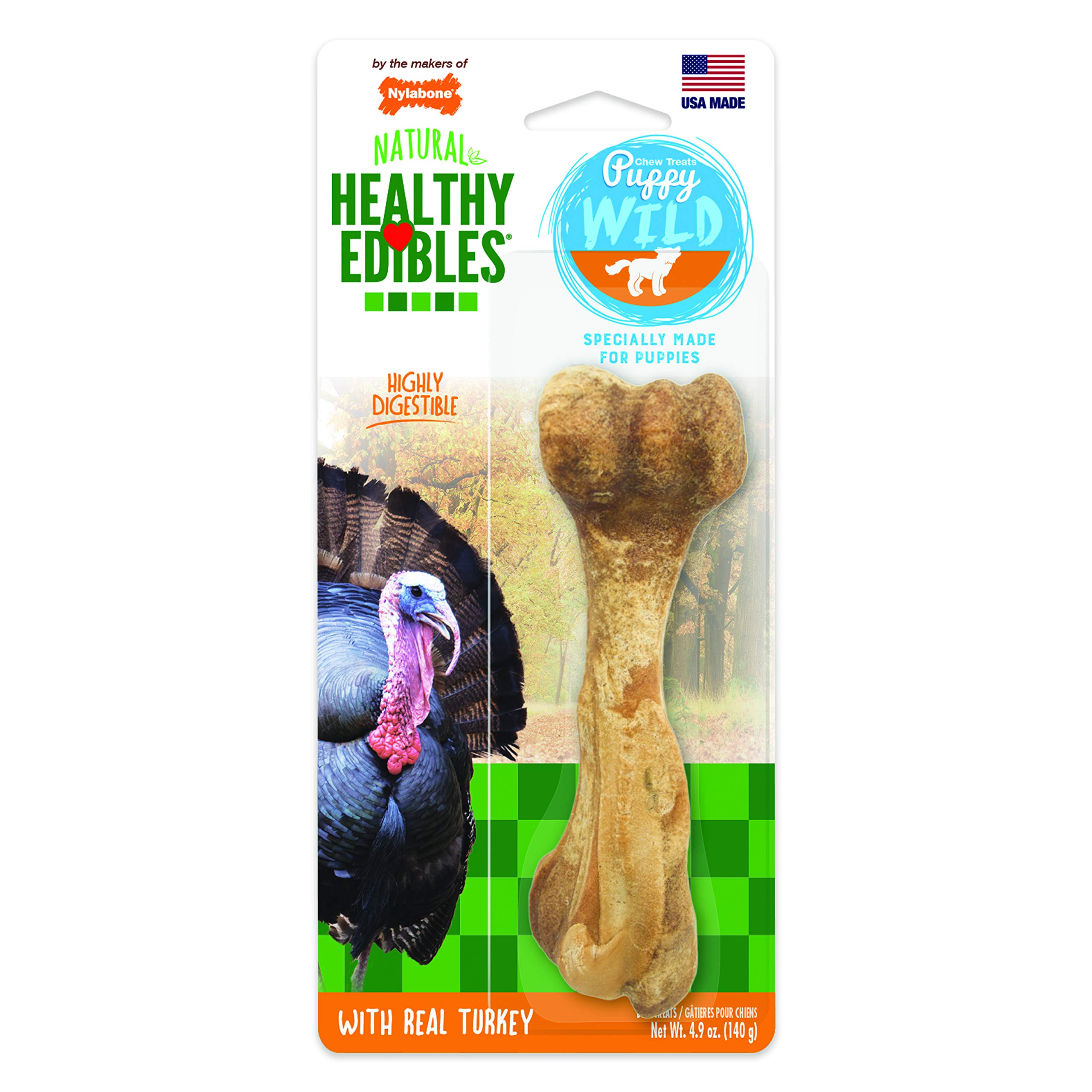 Nylabone Healthy Edibles Puppy Chew Treats, Turkey, Large, 1 Count