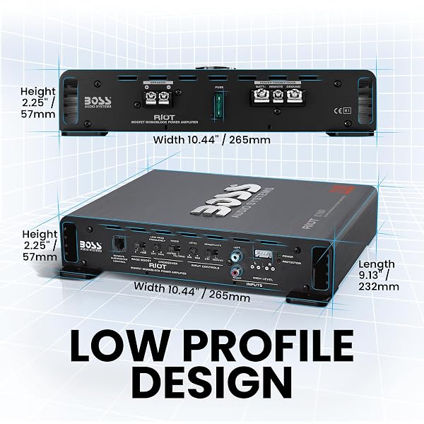 BOSS AUDIO SYSTEMS R1100M MONOBLOCK CAR AMPLIFIER – 1100 HIGH OUTPUT, 2-8 OHM STABLE, LOW/HIGH LEVEL INPUTS, LOW PASS CROSSOVER, MOSFET POWER SUPPLY