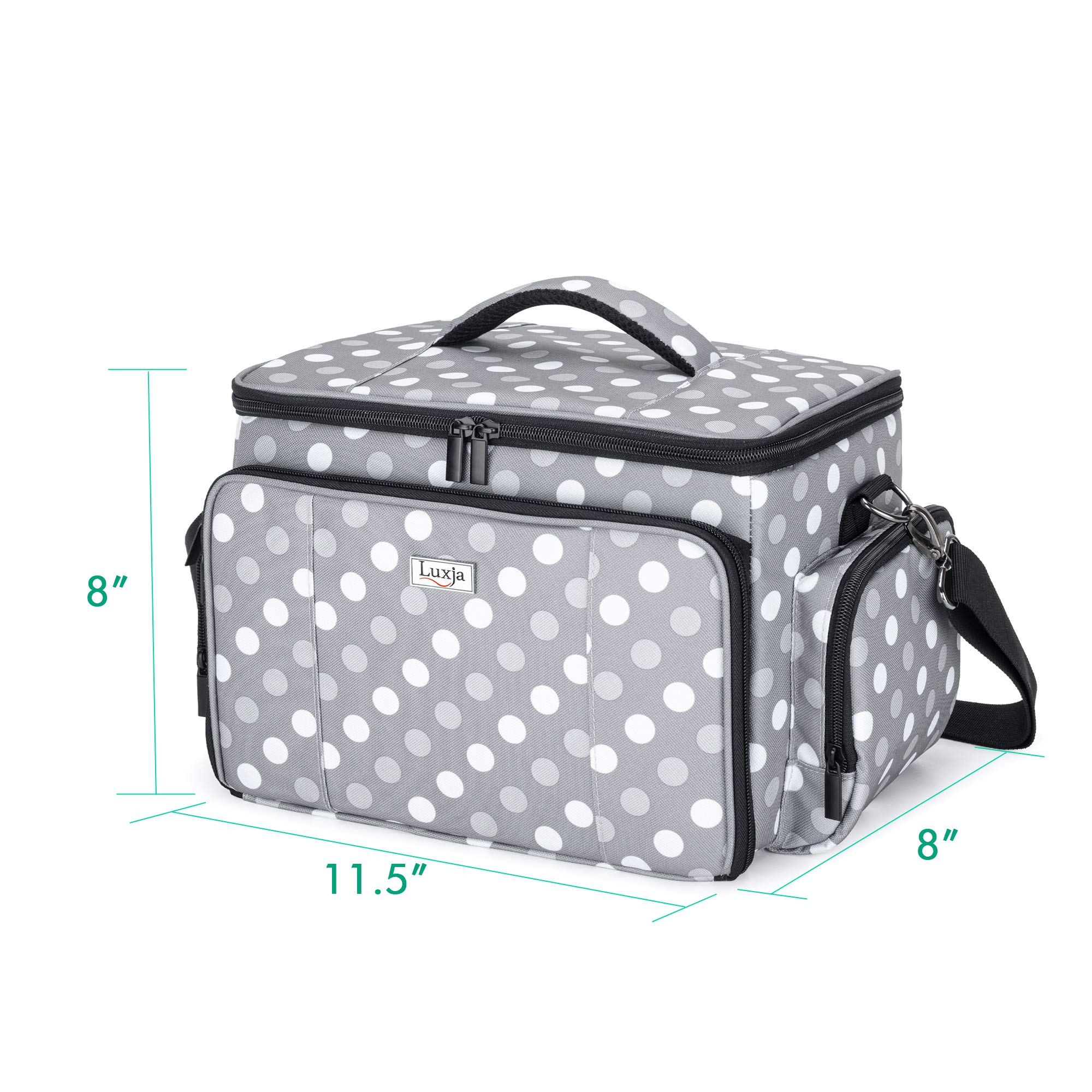 Luxja High Capacity Sewing Accessories Organizer (Bag ONLY), Sewing Supplies Organizer with Shoulder Strap (Patent Design), Polka Dots