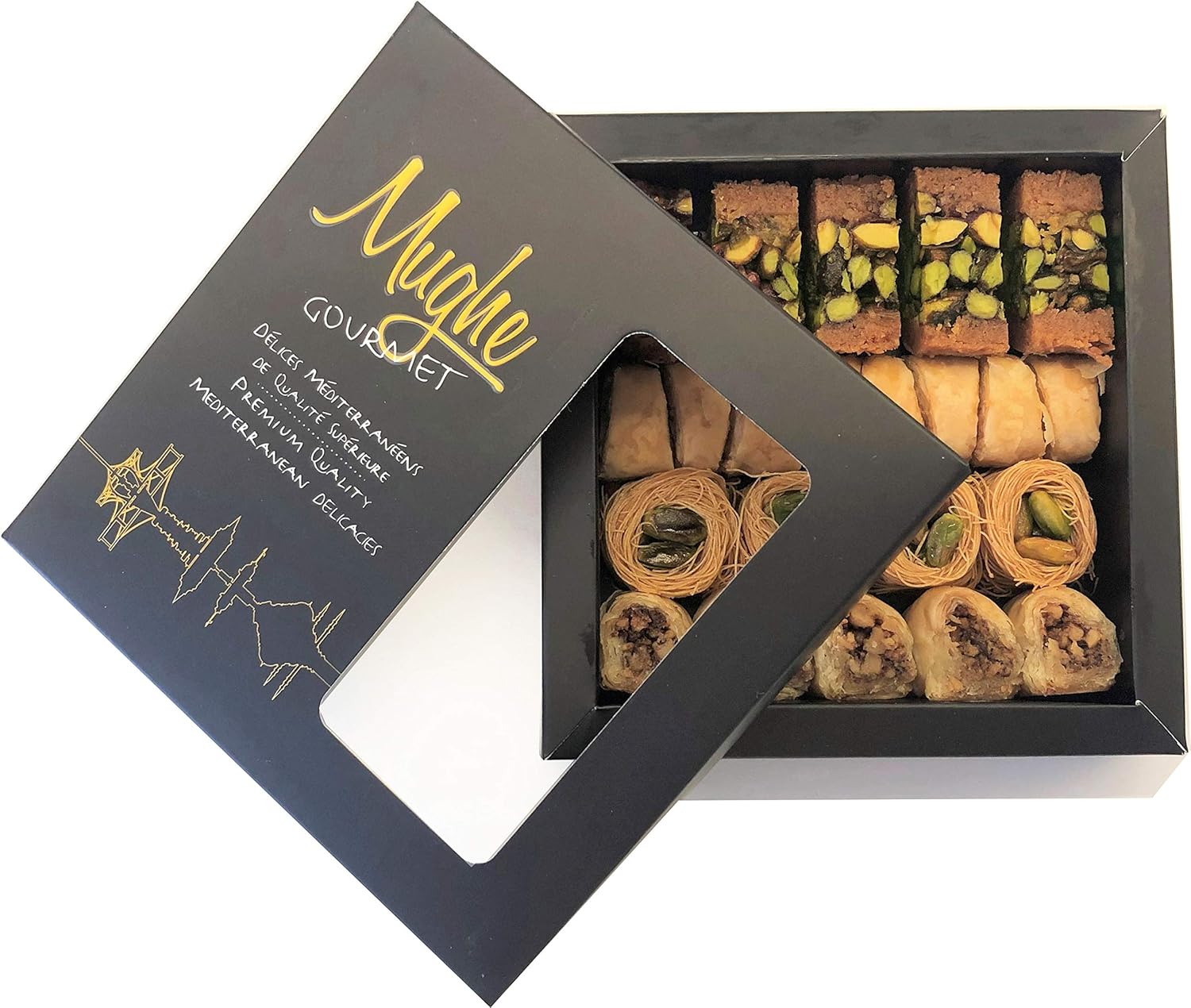 Luxury Baklava Sweet Gift Box, Bitesize, 22 Pieces, Mughe Gourmet