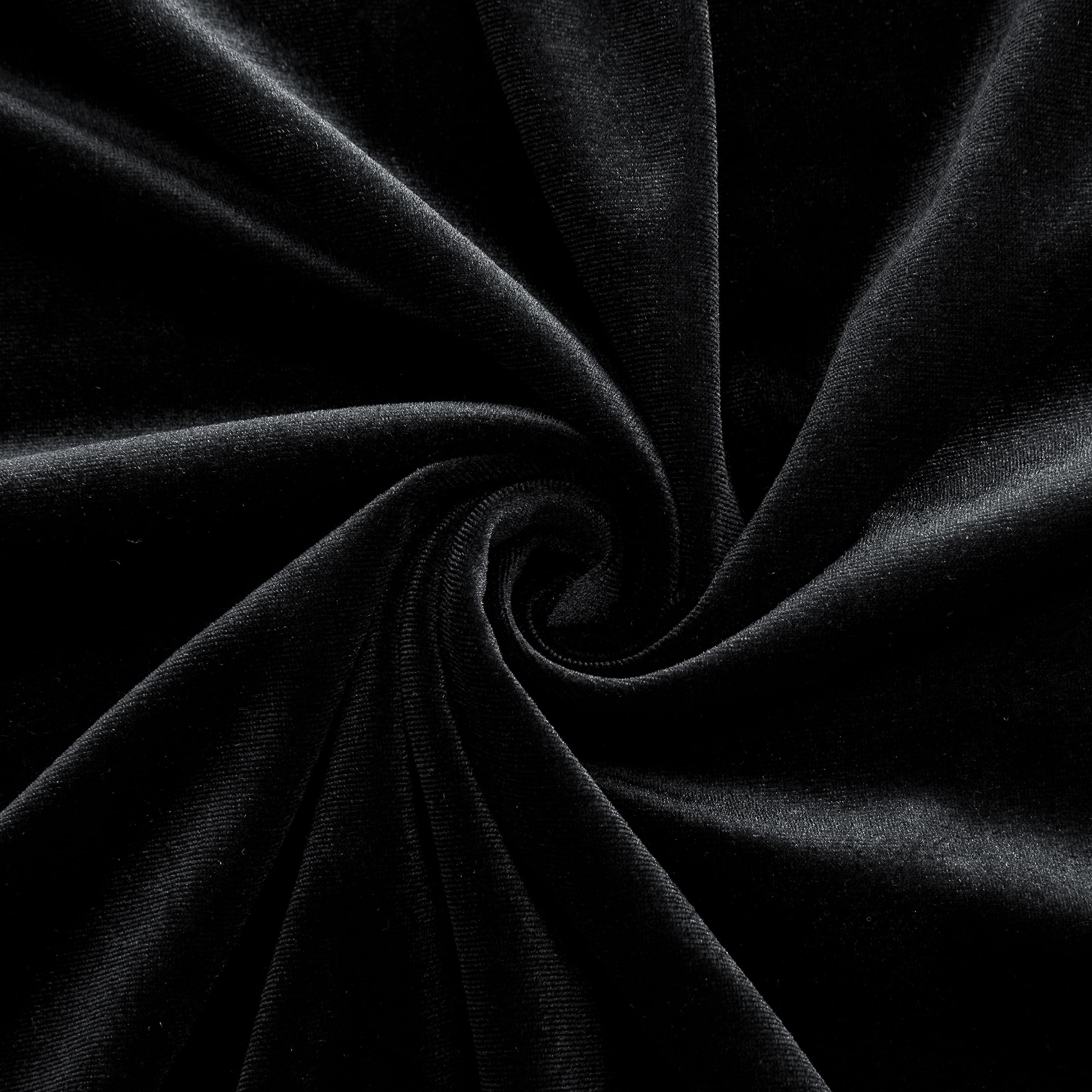 MaiMaiSuan Black Velvet Fabric by The Yard,1 Yard 60