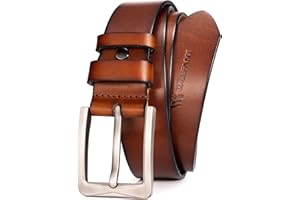 WOLFANT 1.5" Full Grain Leather Belt for Men in Gift Box,100% Italian Real Solid Leather