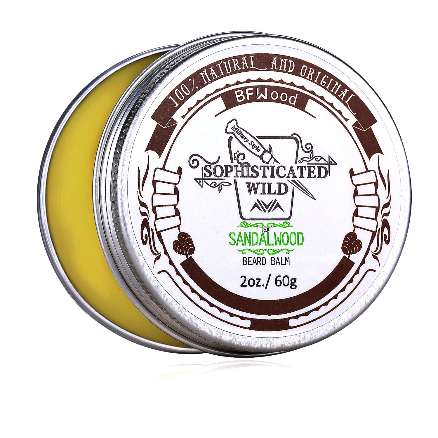 BFWood Sandalwood Scent Beard Balm for Men 60g – Tame, Moisturize, Condition Your Beard