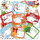 FINGOOO Christmas Gift Tags Stickers,120 Pieces Xmas Holiday Present Labels for Gift Self Adhesive Sticker for Friends(12 Patterns)
