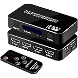 FERRISA 4K 60Hz 4x1 HDMI Switch, 4 Port Auto HDMI Switch Box with IR Remote,Support HDCP 2.2 4Kx2K 3D 1080P,4 in 1 Out HDMI S
