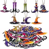 Vercraft 24 Pcs Halloween Tree Ornaments Felt Witch Hat Leg Tree Decoration Orange Purple Halloween Hanging Ornaments for Home Party Decoration Favors