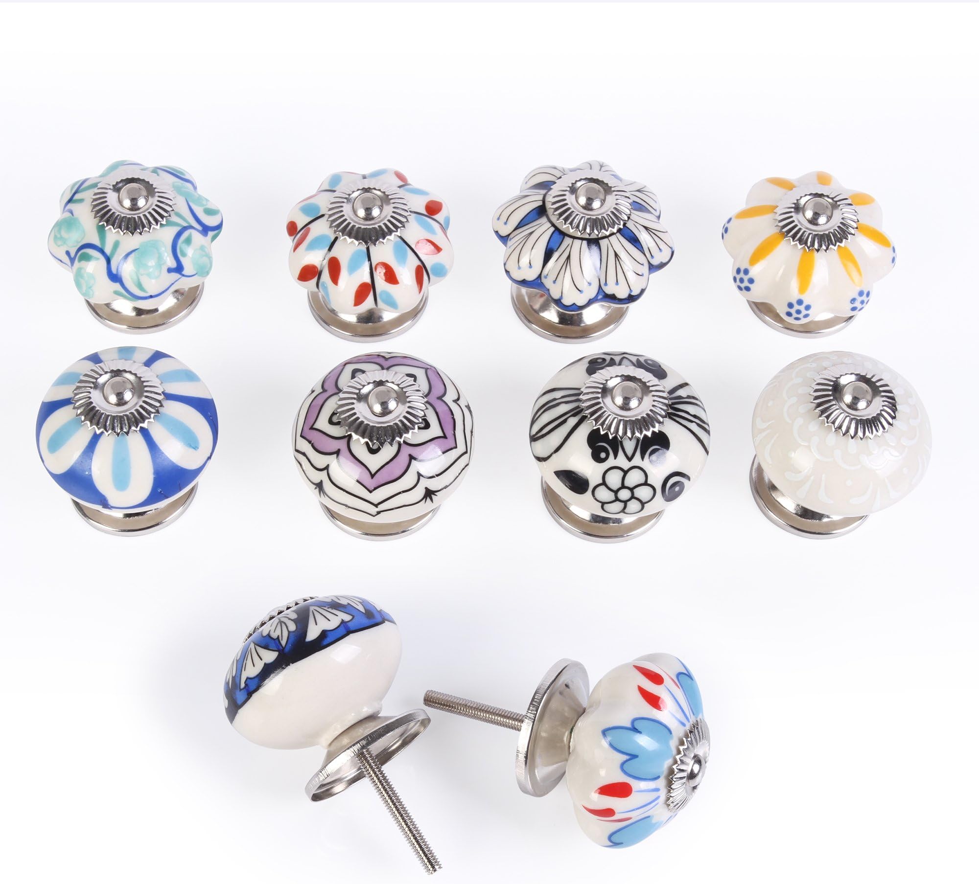 Namsey 10 Pieces Floral Ceramic Knobs for Cabinets Cupboards Wardrobe Handle Drawer Pull