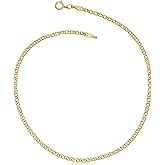 Kooljewelry 14k Yellow or White Gold Diamond Weave Curb Chain Anklet (2 mm, 10 inch)