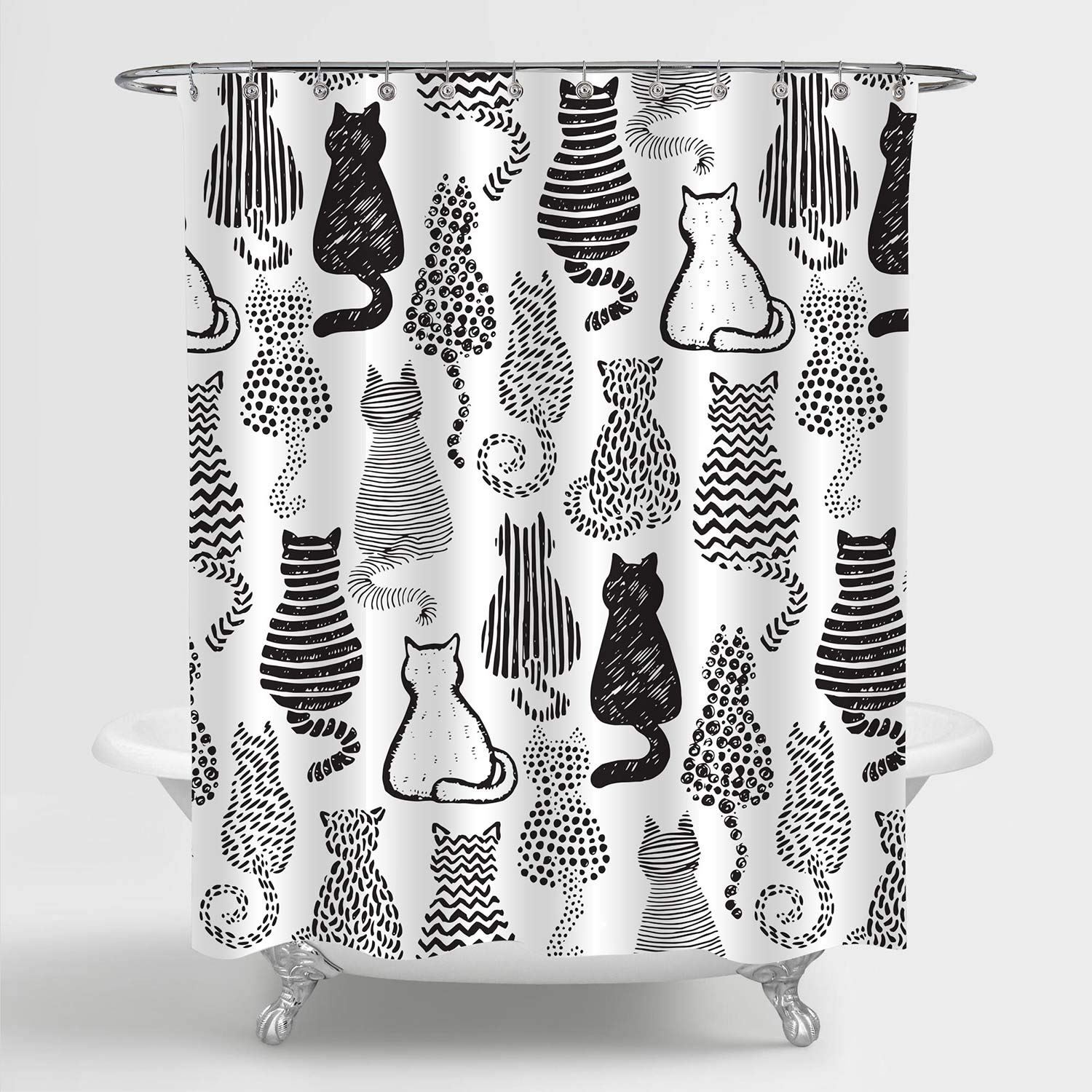 Mitovilla Cat Shower Curtain For Cat Bathroom Decor