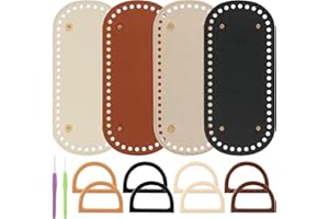 ZFLYCANP Crochet Bag Making Kit, PU Leather Bag Bottoms, Oval Bags Bottom Shaper with Handles and Crochet Hook, Premium Plast