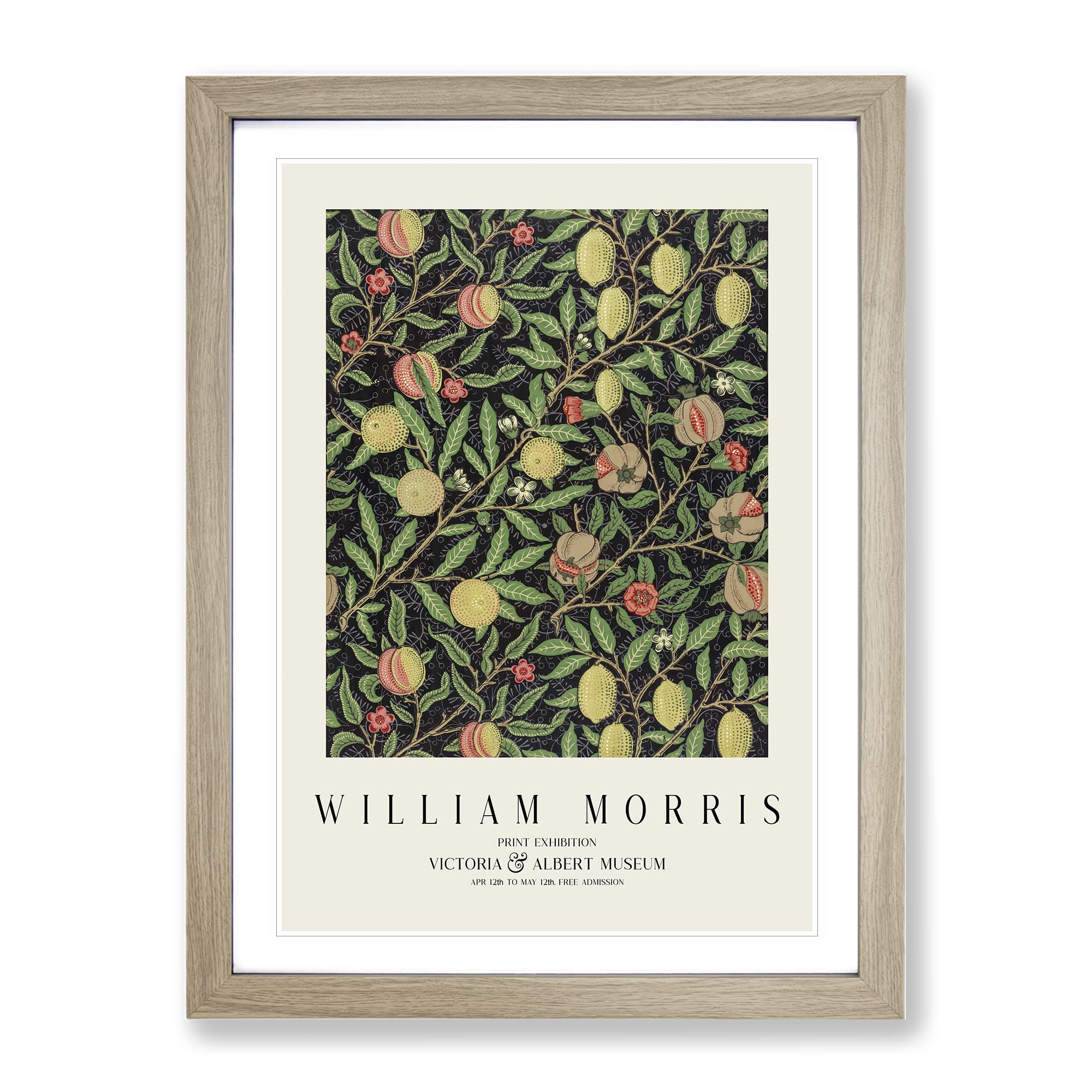 Fruit By William Morris Exhibition Museum Painting Framed Wall Art Print, Ready to Hang Picture for Living Room Bedroom Home Office Décor, Oak A4 (34 x 25 cm)