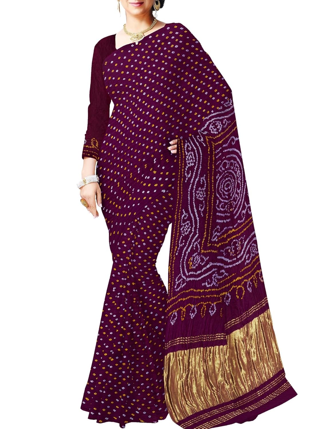 pure satin Bandhani silk Saree 