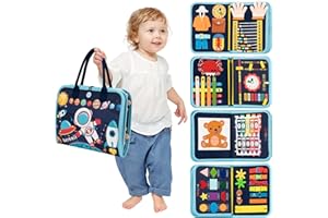 LERCAII Toddler Busy Board Book Montessori Toys for 1 2 3 4 Years Old,Sensory Board Educational Activities for Learning Fine Motor Skill,Toy for Boy & Girl Birthday Gift,Toddler Toy for Airplane Car Travel﻿