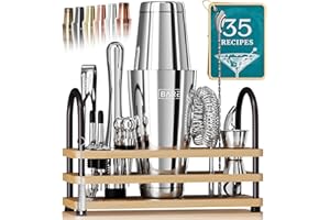 Pro Cocktail Kit | Mixology Bartender Kit | 14-Piece Cocktail Shaker Set | Martini Home Bartending Bar Accessories | Incl. 35