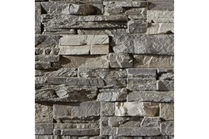 AZ Faux High-Density Polyurethane Faux Stone Wall Covering Panels for Interior and Exterior Decor | Stacked Stone Siding Panel | Sedona | 8" L x 8" H | Sample Size | Warm Pewter