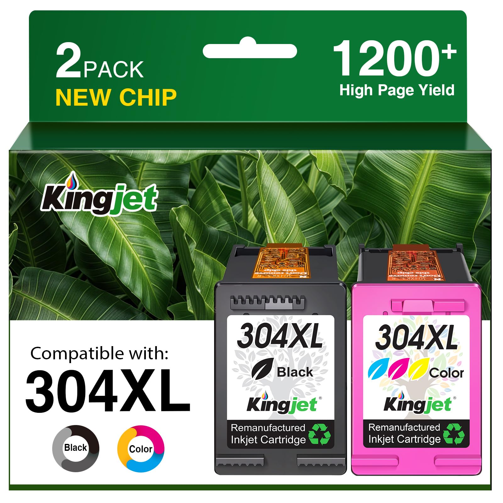 304XL Printer Ink 304 XL Ink Cartridges Combo Pack, Replacement for HP 304 Ink Cartridges Black and Colour, for HP Envy 5010 5020 5000 5030 5032, DeskJet 2600 3762 3760 2630 2620 3720 3750