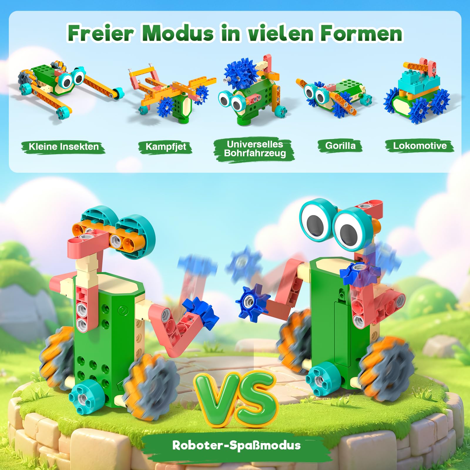 Technic Roboter Bauspielzeug Bausatz ab 6+, 33+ IN 1 RC Roboter und Auto 5