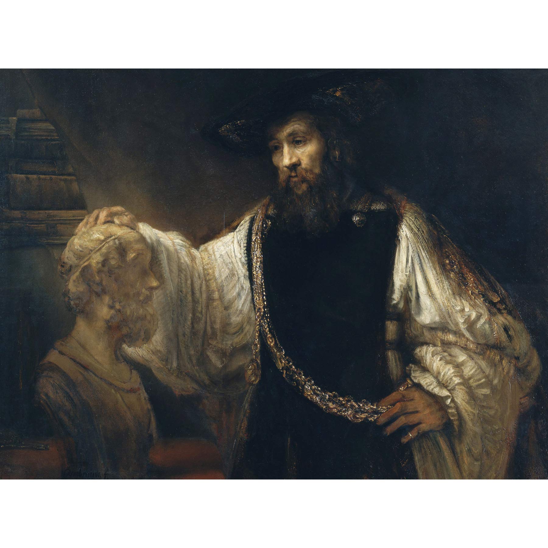 Rembrandt Aristotle With A Bust Of Homer Cropped Large Wall Art Print Canvas Premium Poster Mural