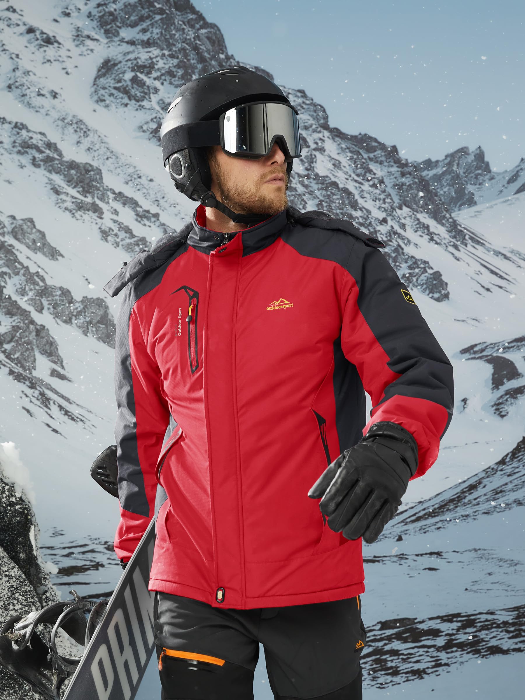 TACVASEN Mens Skiing Jacket with Hood Snowboard