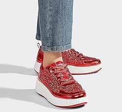 LUCKY STEP Women's Platform Sneakers Rhinestone