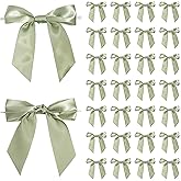 LIZLOVESS Sage Green Satin Ribbon Twist Tie Bows 5 Inch Pre-Tied Dusty Sage Gift Bows for Crafts, Treat Bags, Party Favors, Wedding, Baby Shower, Candy Apple, Christmas (36 Pack)