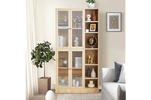 AVZEAR Kitchen Storage Cabinet, 71" Tall Kitchen Pantry Cabinet with Doors and Adjustable Shelves, Freestanding Utility Storage Cabinet for Kitchen, Dining Room, Living Room (Natural)