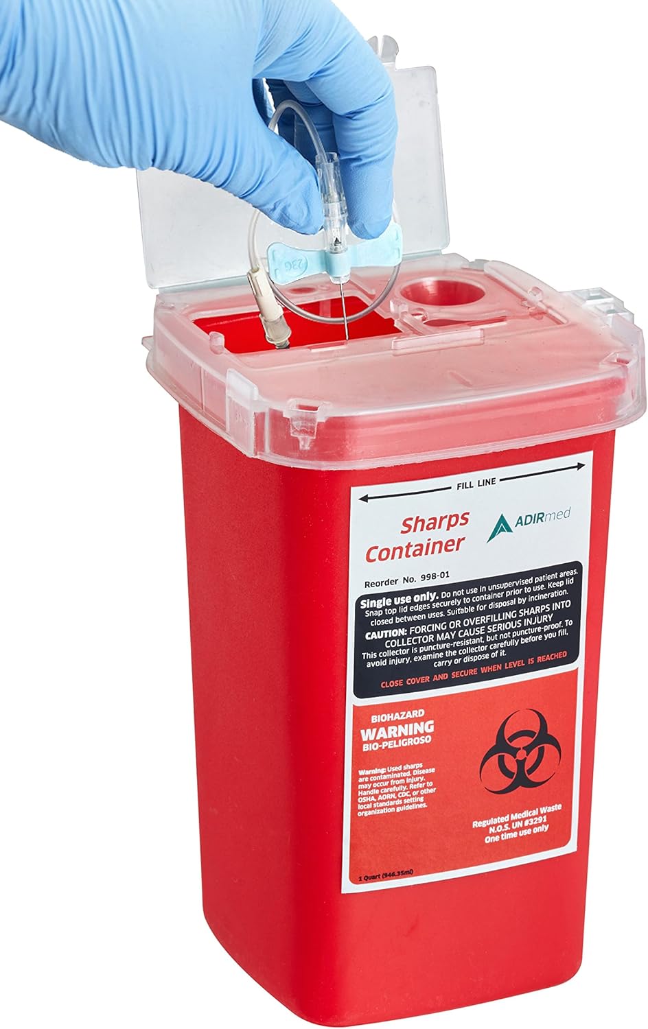 AdirMed Sharps & Needle Biohazard Disposal Container 1 Quart - 6 Pack: Health & Personal Care