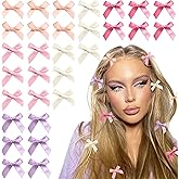 YAEISM 30PCS Mini Bow Hair Clips 5 Colors Cute Hair Bows Clip Kawaii Hair Ribbon Clips Satin Beige Purple Pink Bow Hair Accessories for Girls Women