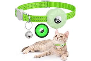 HOERAONR AirTag Cat Collar, Reflective Kitten Collar Breakaway Apple Air Tag Cat Collar, GPS Cat Collar with AirTag Holder and Bell, Lightweight Tracker Cat Collars for Girl Boy Cats Puppies (Luminous Green)