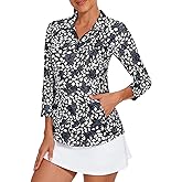 Viracy 3/4 Sleeve Womens Golf Shirts Quick Dry Quarter Zip Workout Tennis Polo Tops with Pocket