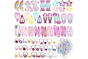 VEGCOO 172pcs Toddler Girls Hair Accessories, 42pcs Baby Girl Hair Clips and 130pcs Baby Girl Hair Ties, Non Slip Metal Snap 