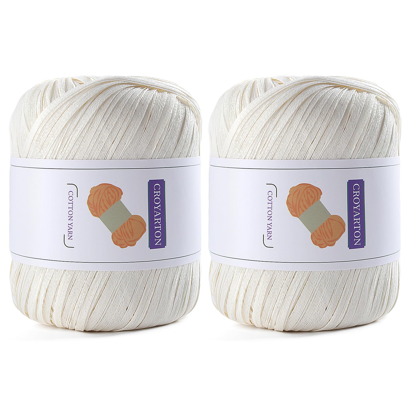 Photo 1 of 2 Pack Raffia Yarn for Crochet, Soft Cotton Yarn for Crocheting Summer Beach Bag/Hat, 228 Yards/3.52 Ounce Ribbon Paper Yarn for Beginners DIY Hand Knitting Handbag (Milky White)