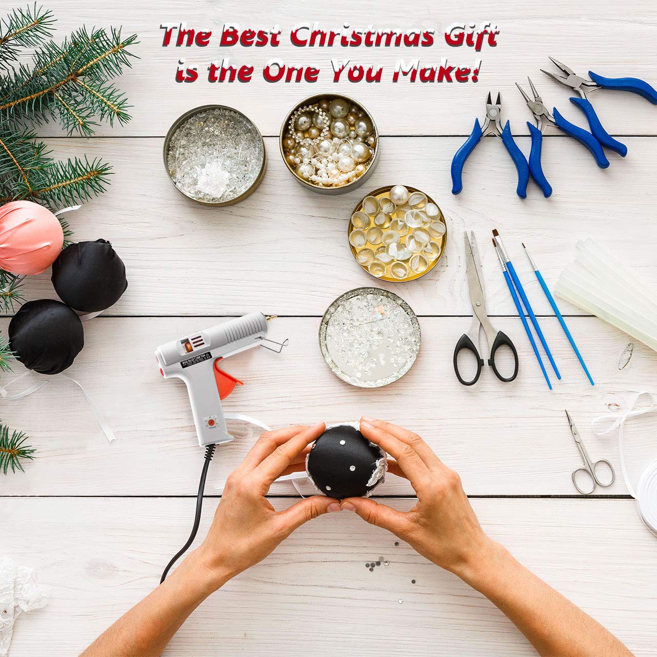 TOPELEK 100W High Professional Industrial Hot Melt Glue Gun with Sticks