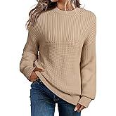 EVALESS Sweaters for Women Cute Lantern Sleeve Pullover Sweater Cable Knit Tops Fall Fashion Clothes Teacher Outfits